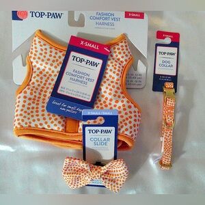 Top Paw Orange Soiree Pet Harness Set (XS)